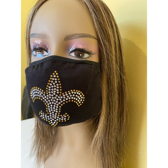 New Orleans Saints Bling Rhinestone Face Mask - Picture 6 of 11